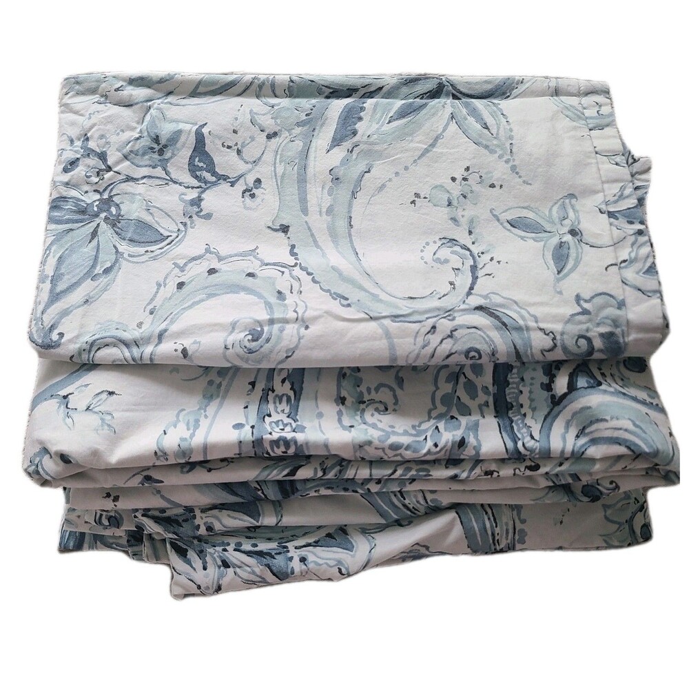 Pottery Barn JOLIE KING Duvet Cover + 1 pillow case Paisley Blue White Cotton